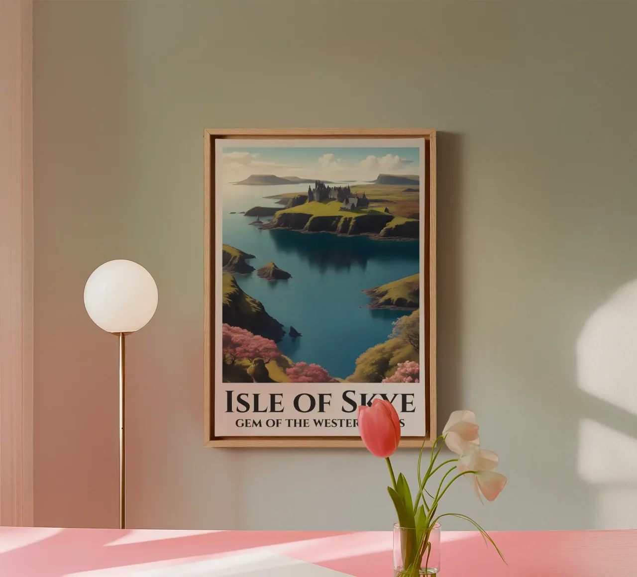 Isle of Skye Scotland Rail Poster canvas with Floater frame by Charnwood Prints