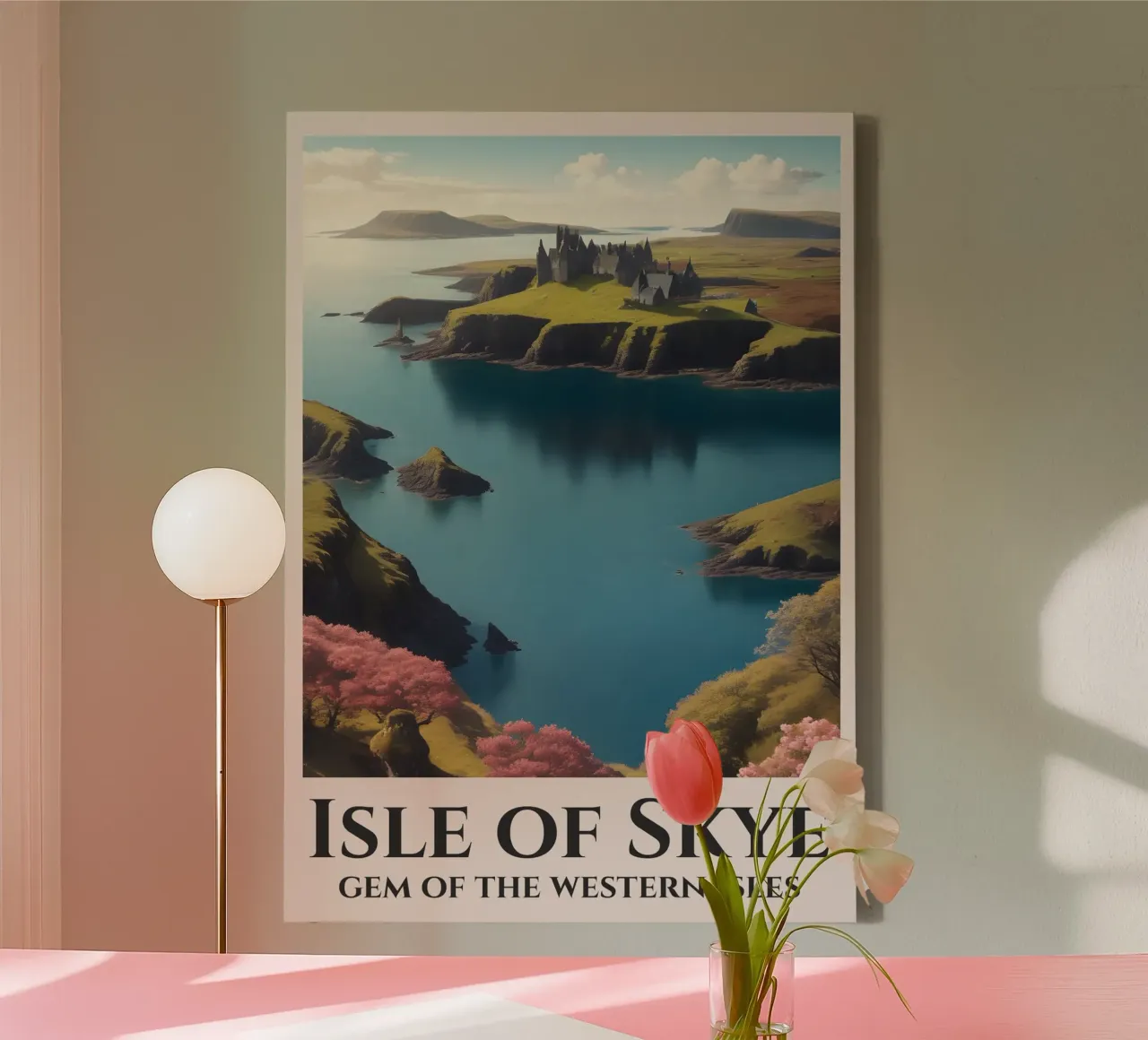 Isle of Skye Scotland Rail Poster canvas with Floater frame by Charnwood Prints