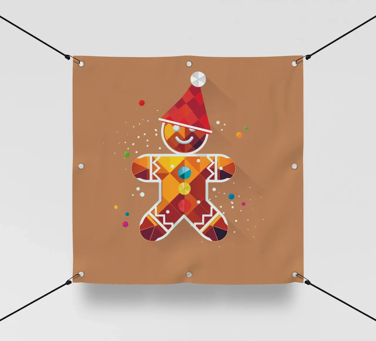 Omino di pan di zenzero colorato con cappello - design natalizio telo in pvc da namosh