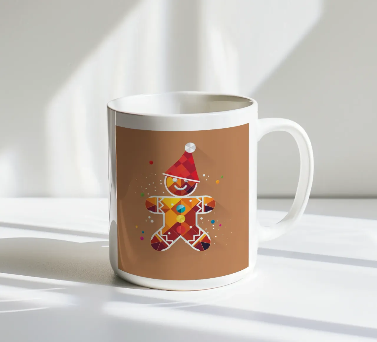 Omino di pan di zenzero colorato con cappello - design natalizio tazza in ceramica da namosh
