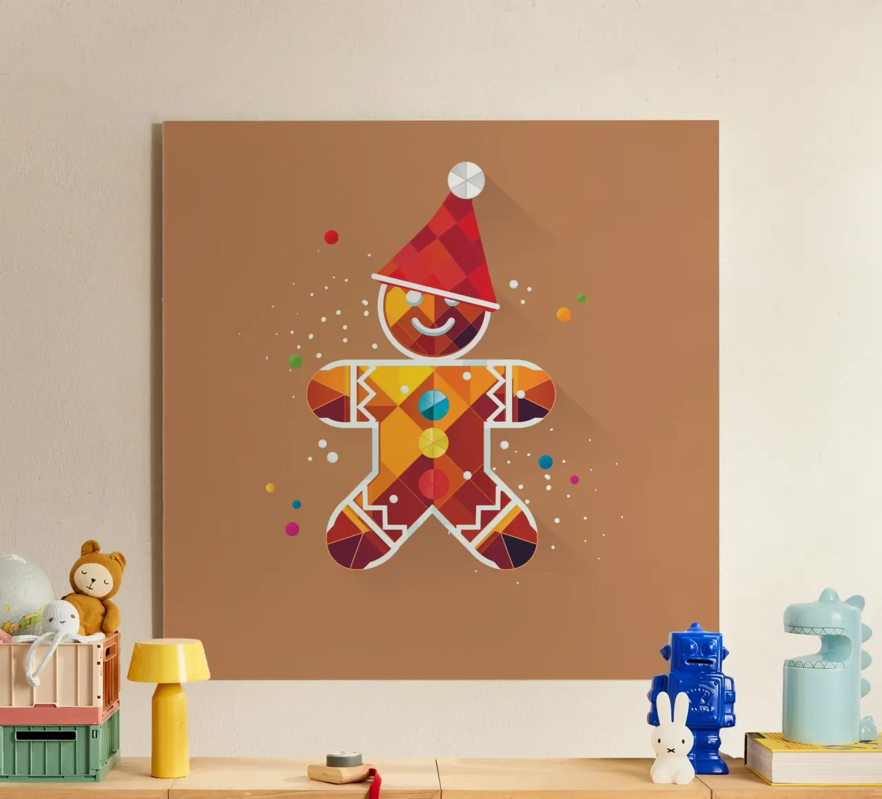 Omino di pan di zenzero colorato con cappello - design natalizio plexiglass da namosh