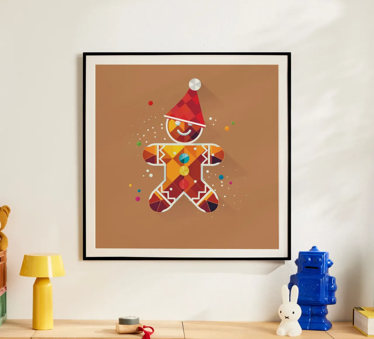 Omino di pan di zenzero colorato con cappello - design natalizio carta hahnemühle da namosh