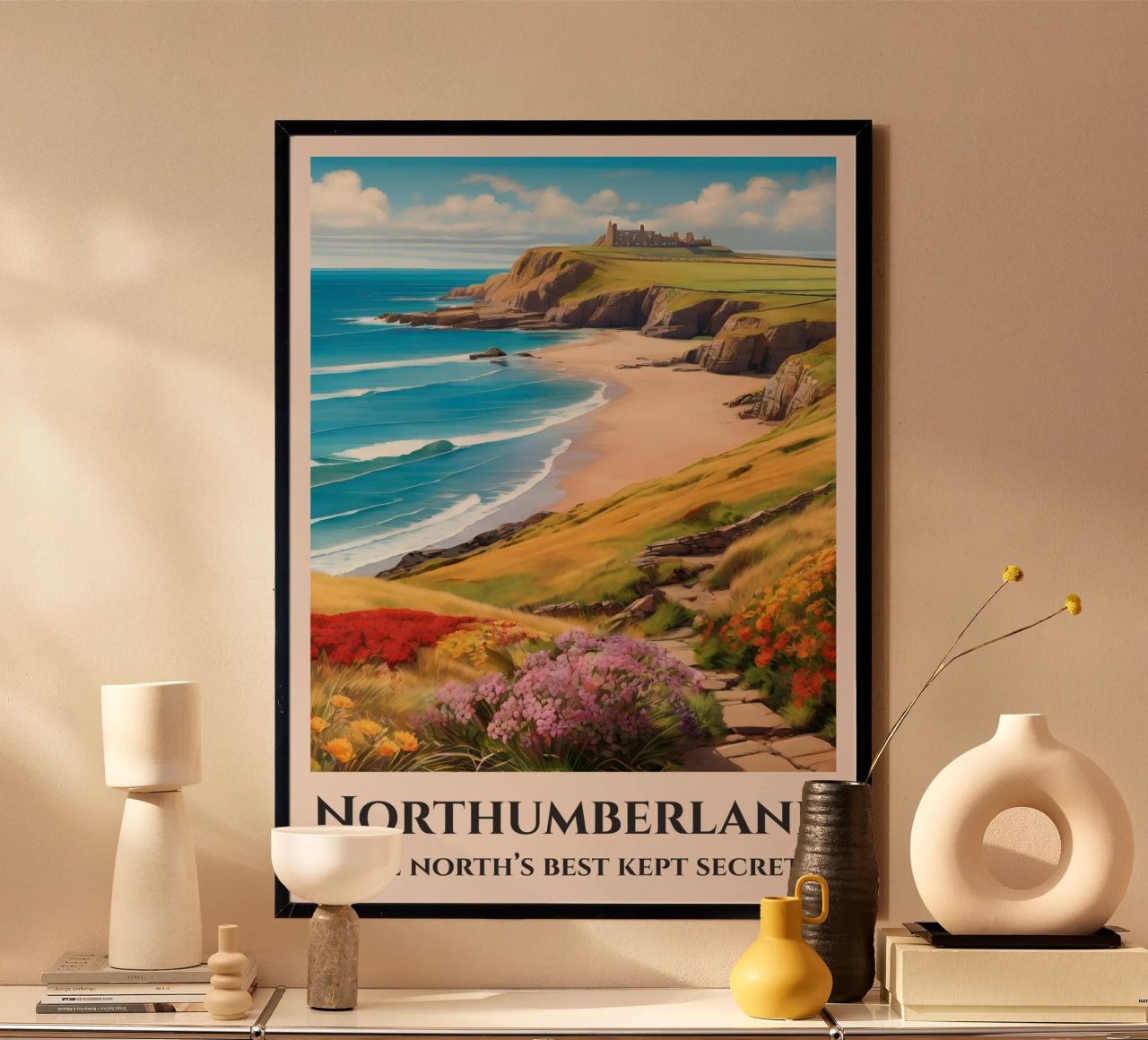 Northumberland England Rail Poster Poster von Charnwood Prints