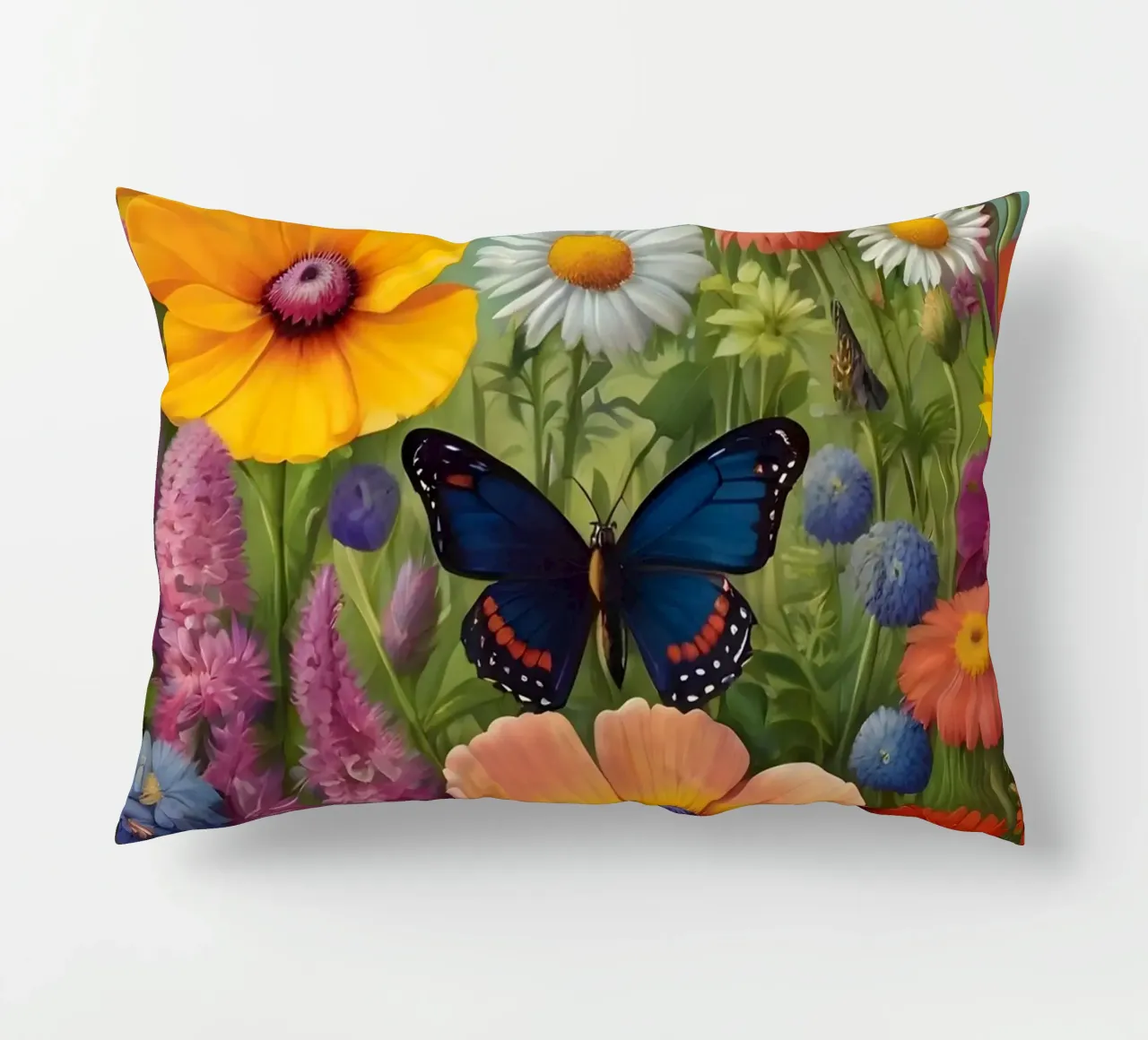 Prato di fiori selvatici con farfalle cuscino da Charnwood Prints
