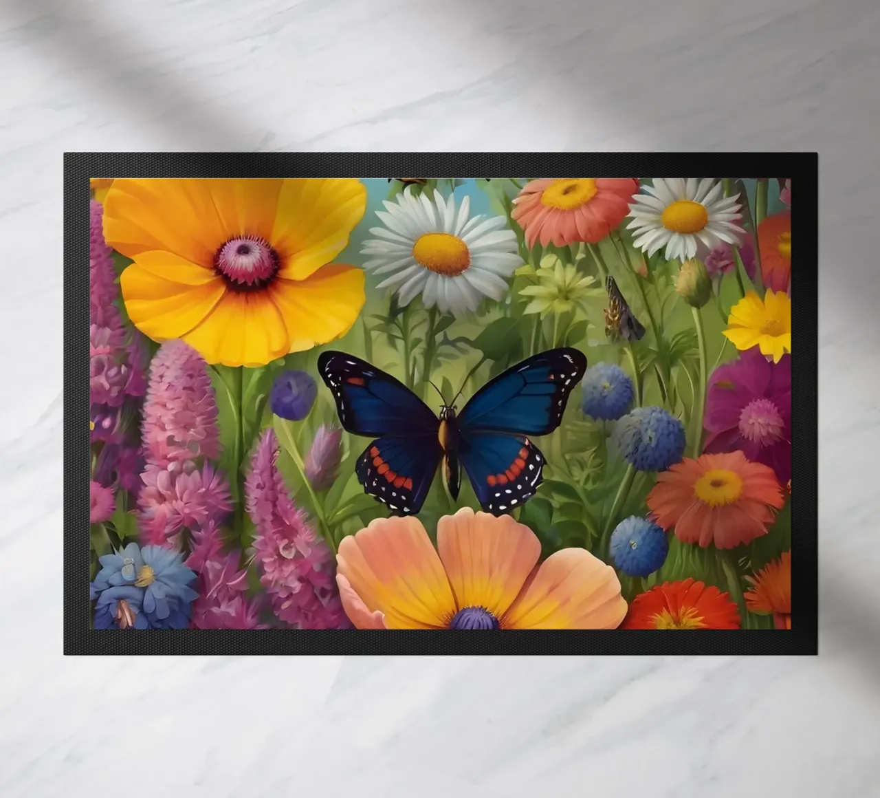 Prato di fiori selvatici con farfalle zerbino da Charnwood Prints