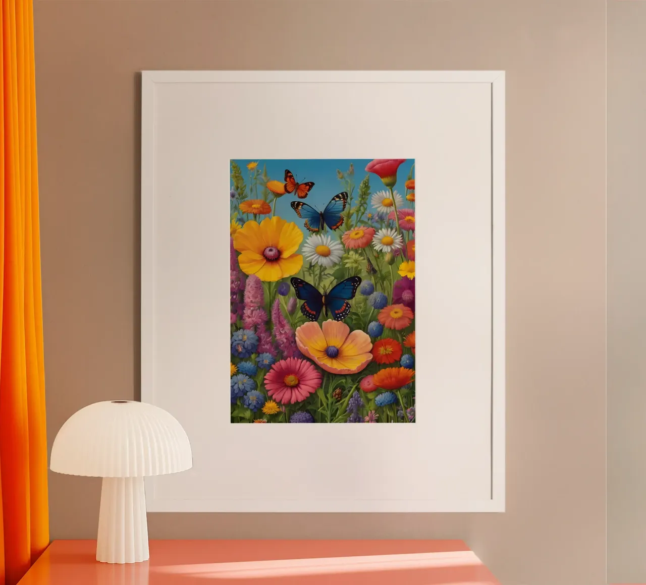 Prato di fiori selvatici con farfalle carta hahnemühle da Charnwood Prints