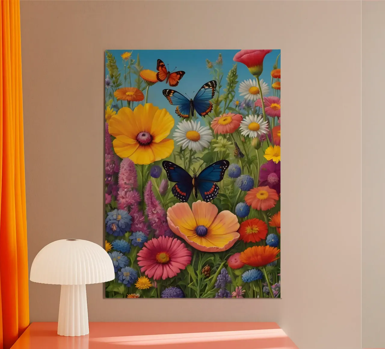 Prato di fiori selvatici con farfalle carta hahnemühle da Charnwood Prints
