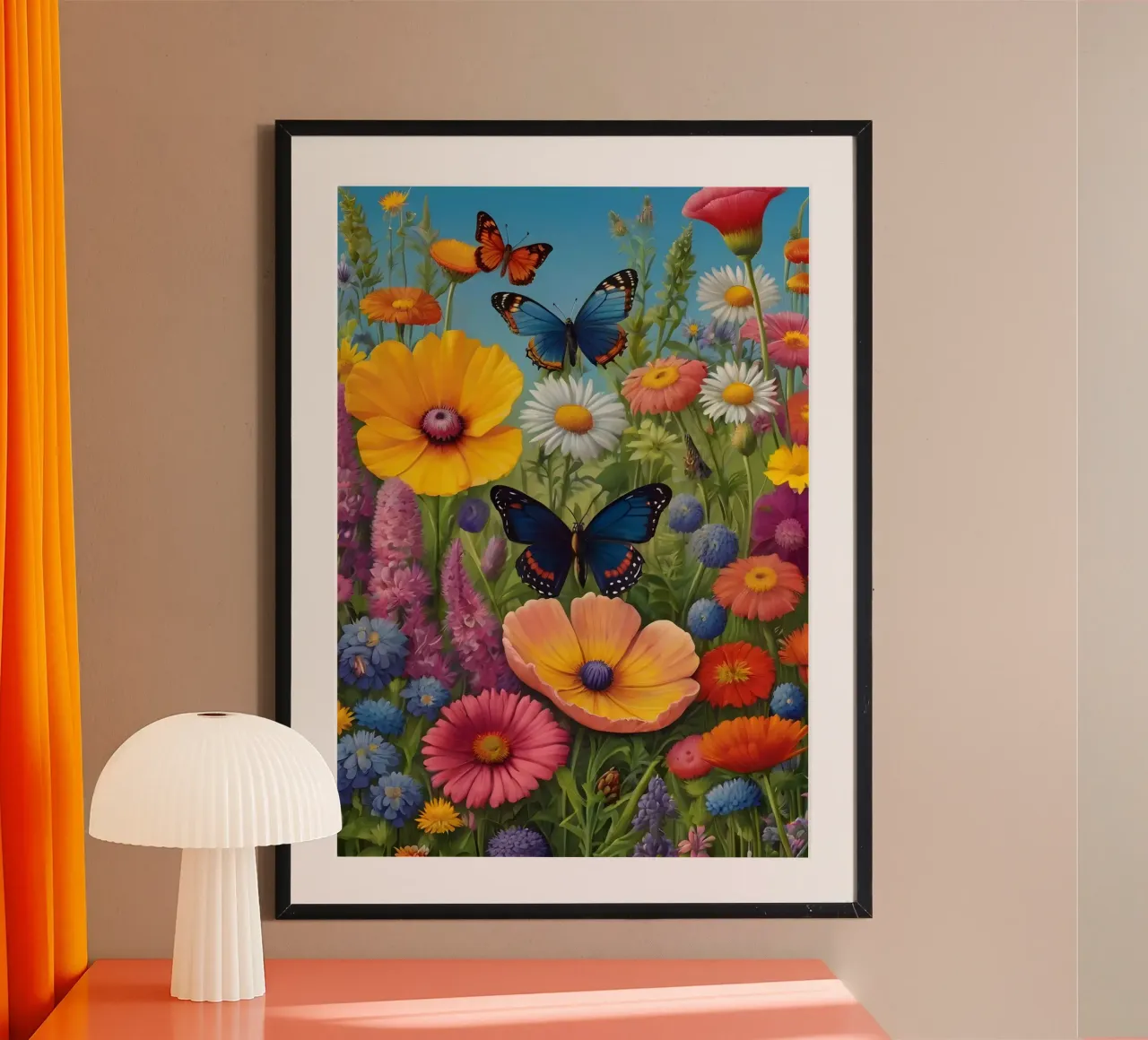 Prato di fiori selvatici con farfalle carta hahnemühle da Charnwood Prints