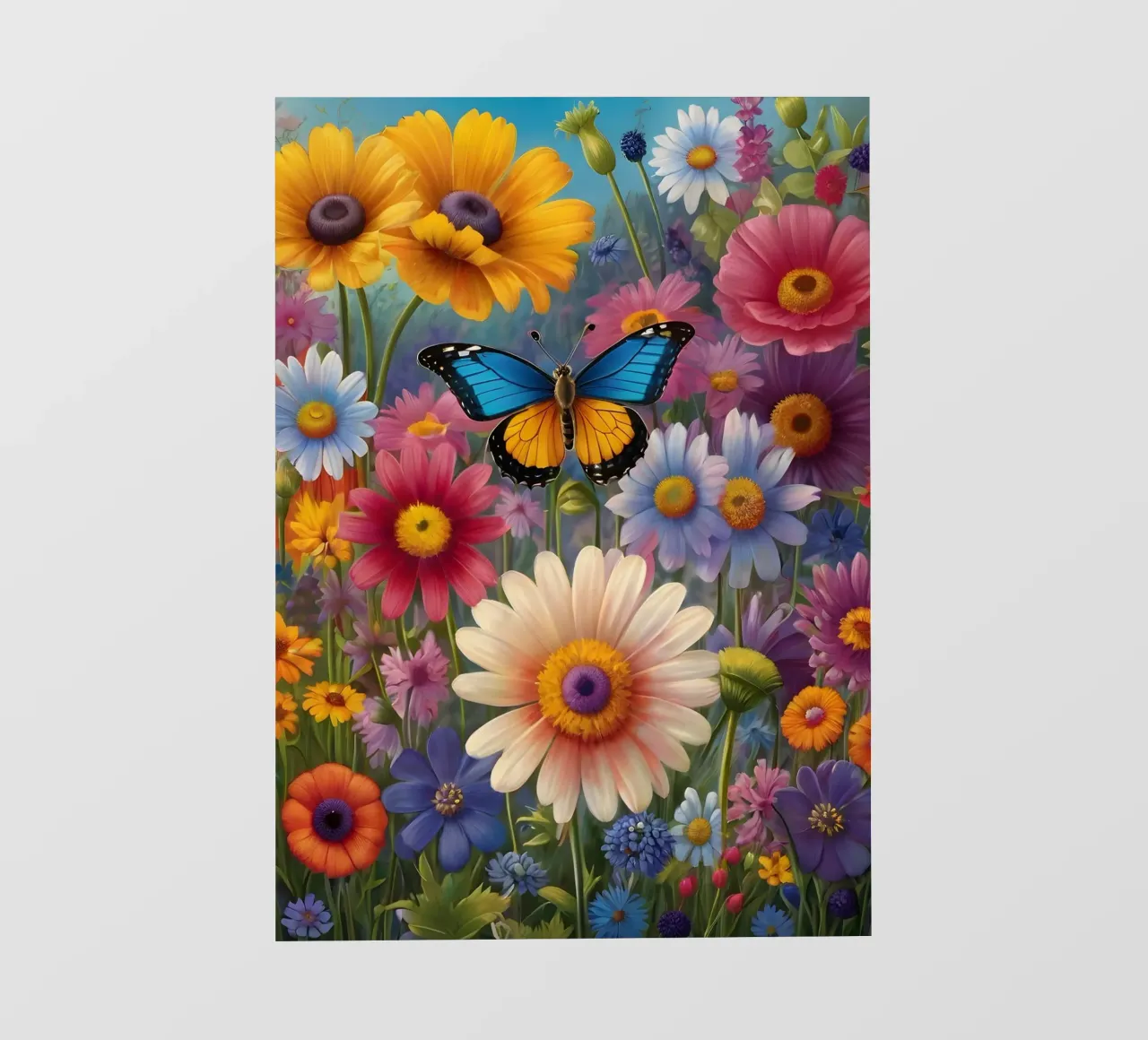 Prato di fiori selvatici con una farfalla telo in pvc da Charnwood Prints
