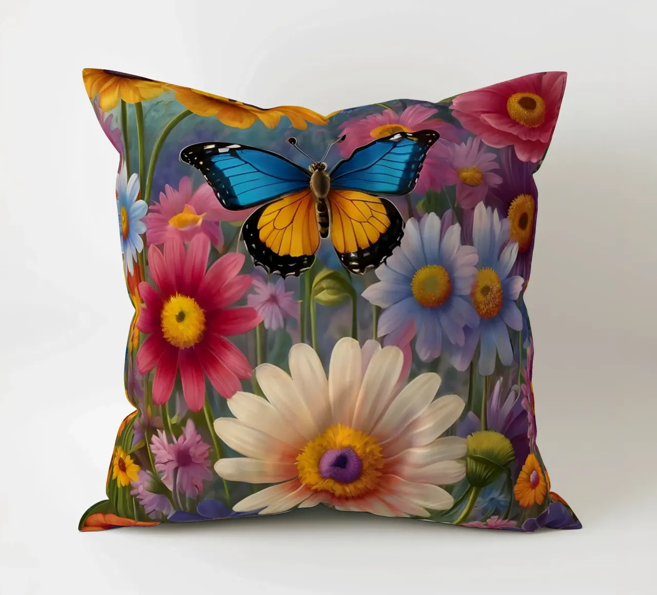 Prato di fiori selvatici con una farfalla cuscino da Charnwood Prints