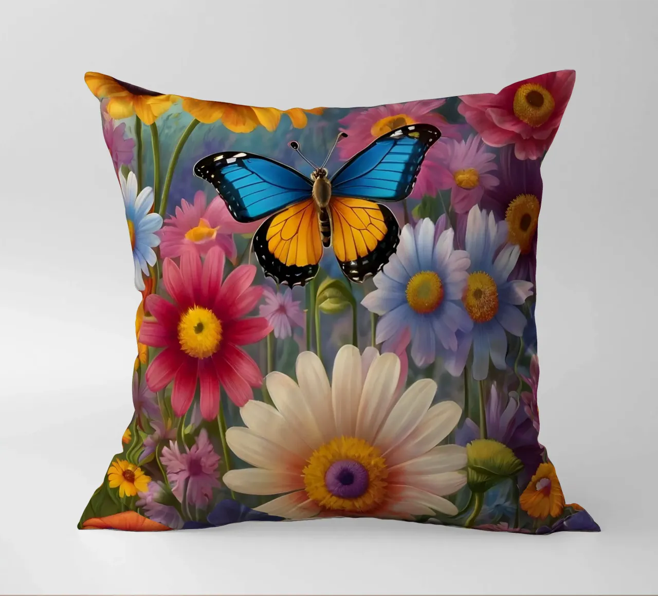 Prato di fiori selvatici con una farfalla cuscino da Charnwood Prints