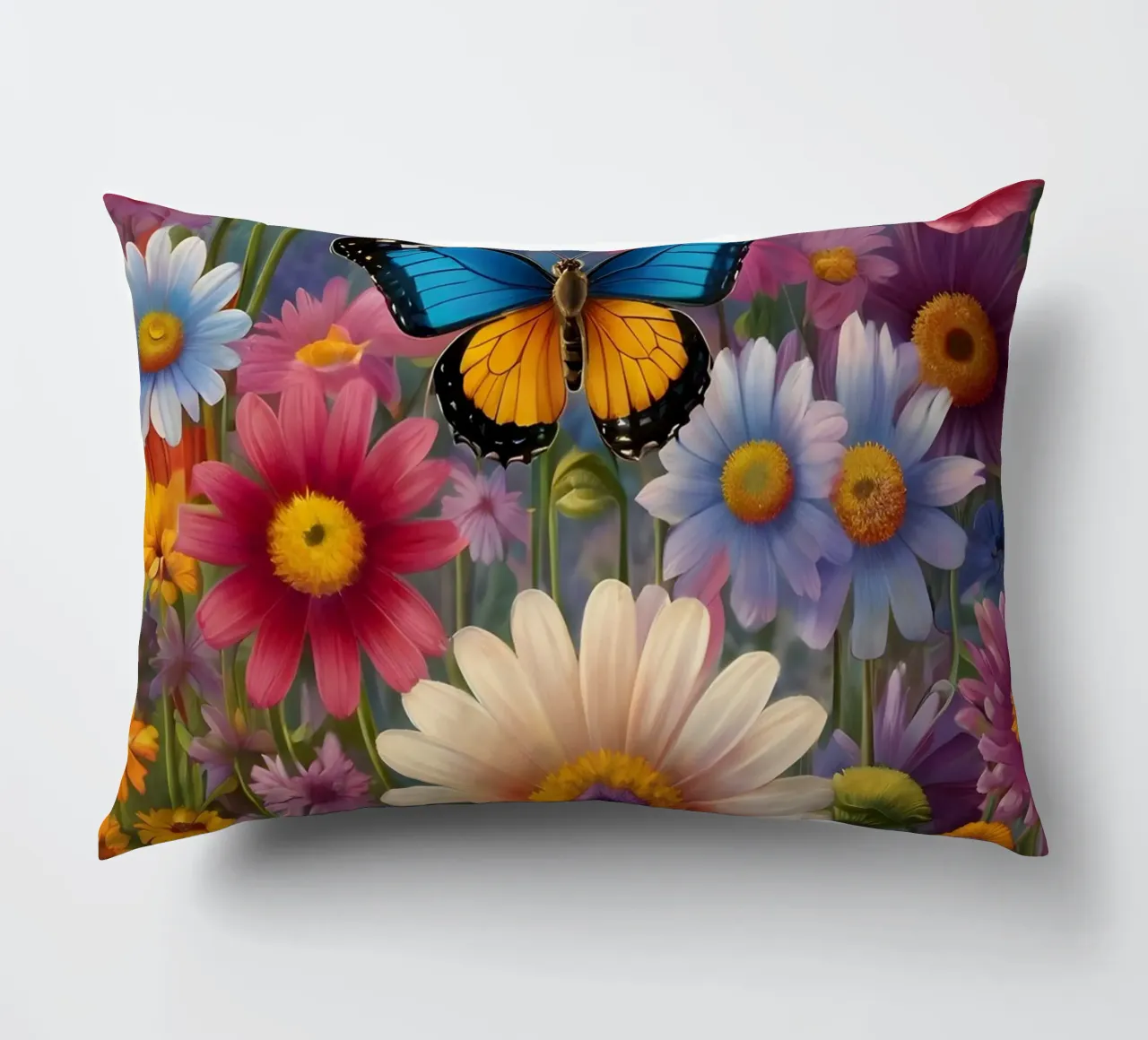 Prato di fiori selvatici con una farfalla cuscino da Charnwood Prints