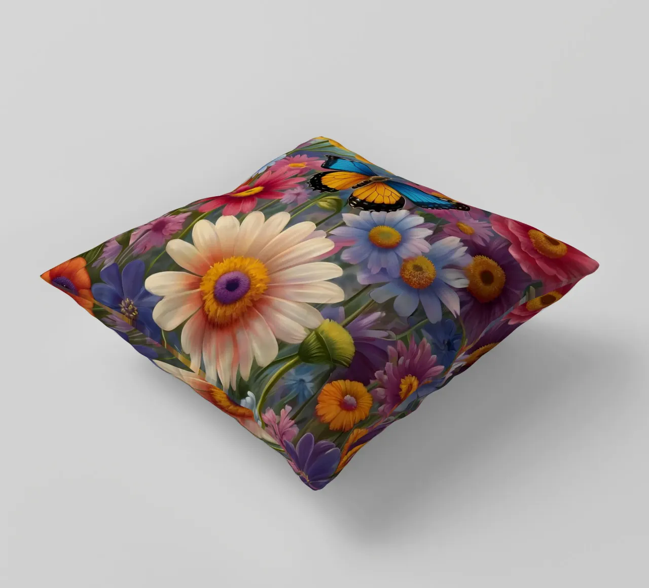 Prato di fiori selvatici con una farfalla cuscino da Charnwood Prints