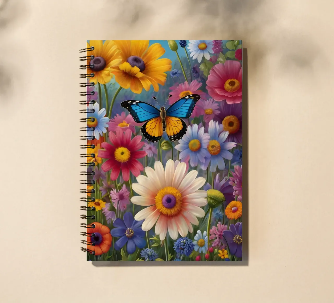 Wildflower Meadow with a Butterfly spiral notebook by Charnwood Prints