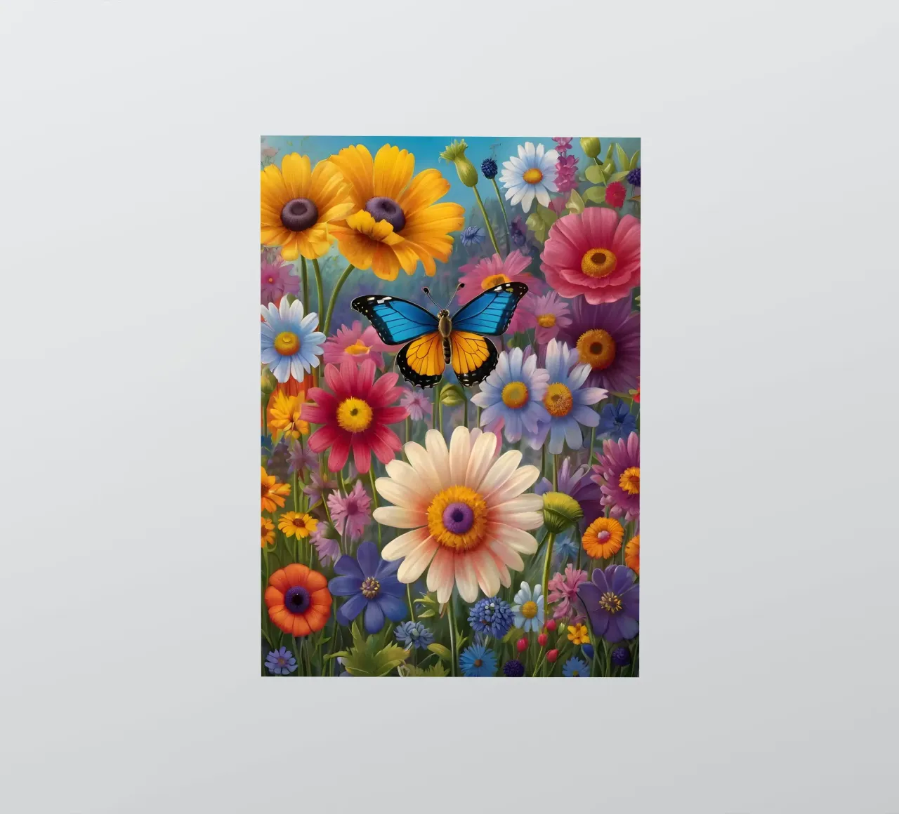 Prato di fiori selvatici con una farfalla adesivo da Charnwood Prints