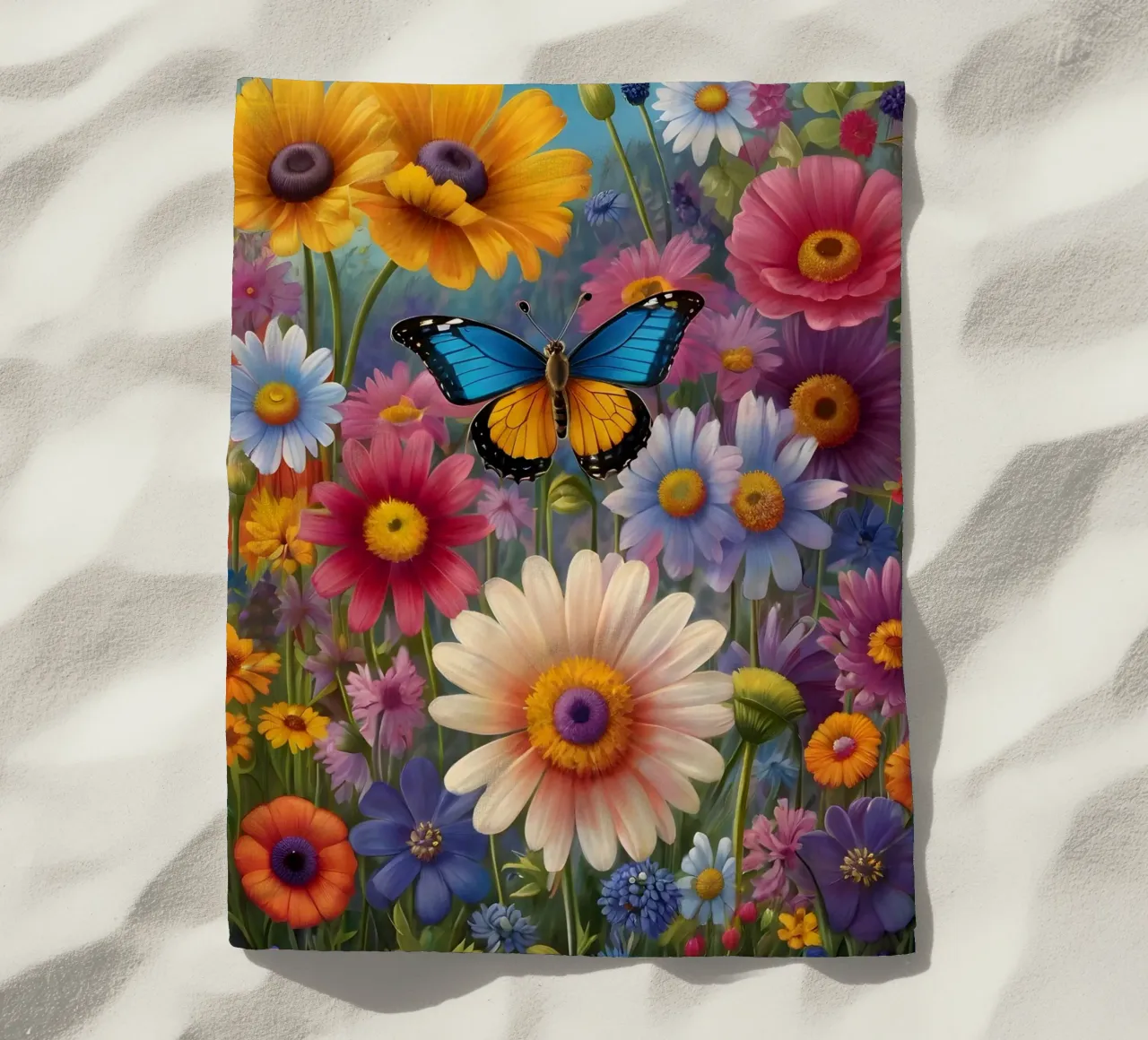 Prato di fiori selvatici con una farfalla telo mare da Charnwood Prints