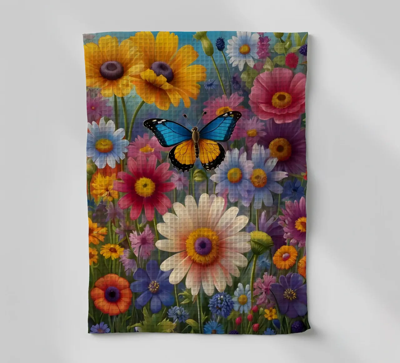Prato di fiori selvatici con una farfalla canovaccio da cucina da Charnwood Prints