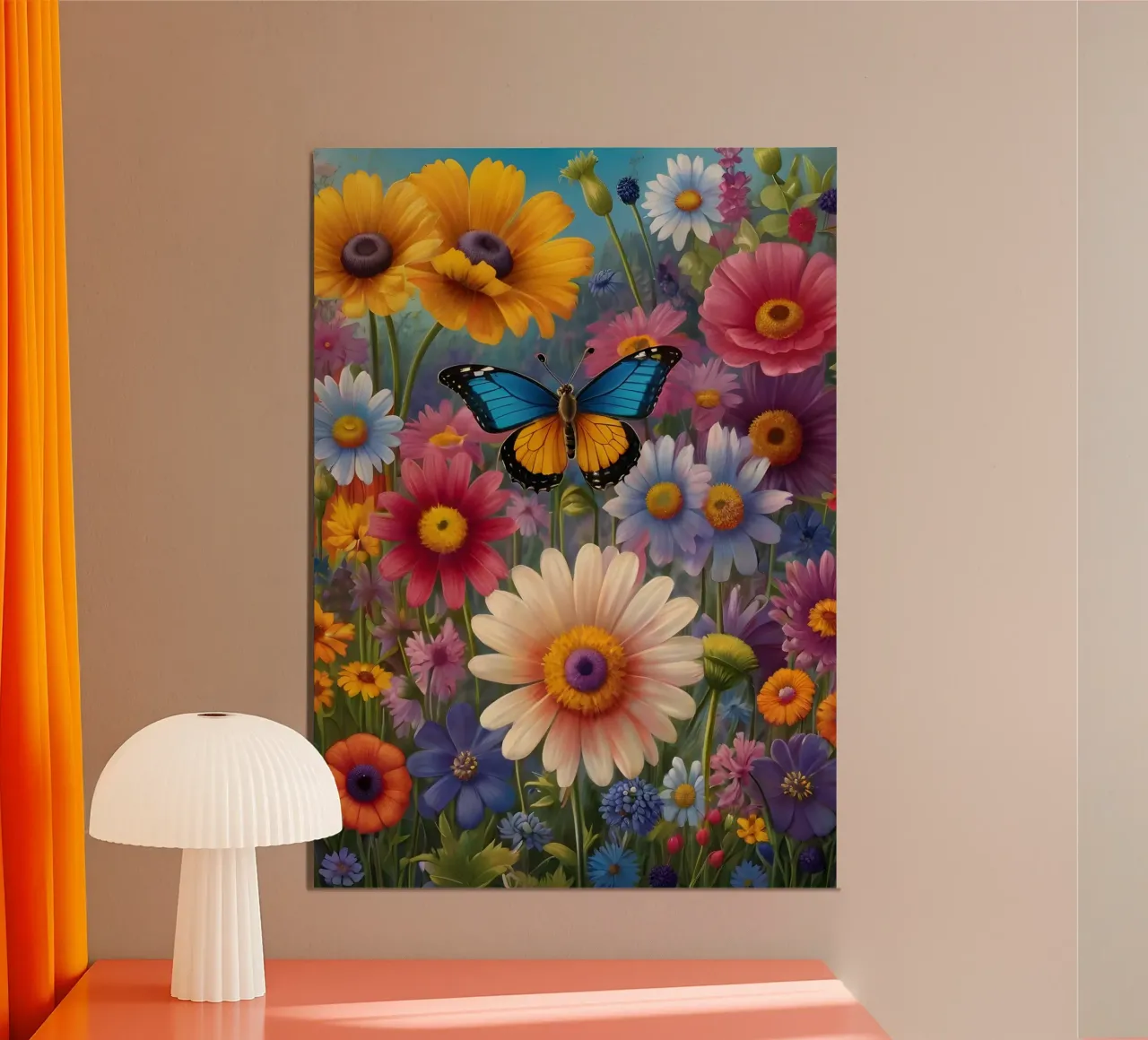 Prato di fiori selvatici con una farfalla carta hahnemühle da Charnwood Prints