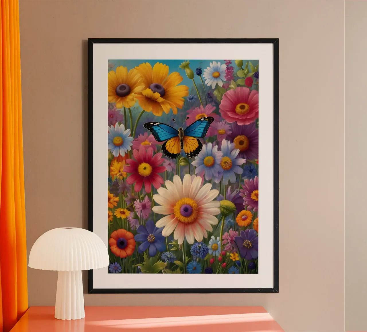 Prato di fiori selvatici con una farfalla carta hahnemühle da Charnwood Prints