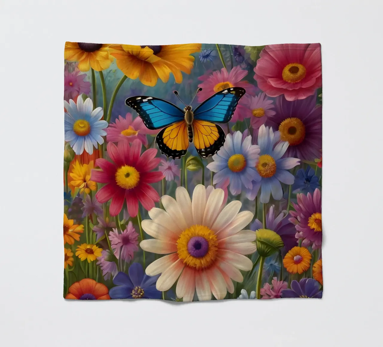 Prato di fiori selvatici con una farfalla coperta in pile da Charnwood Prints