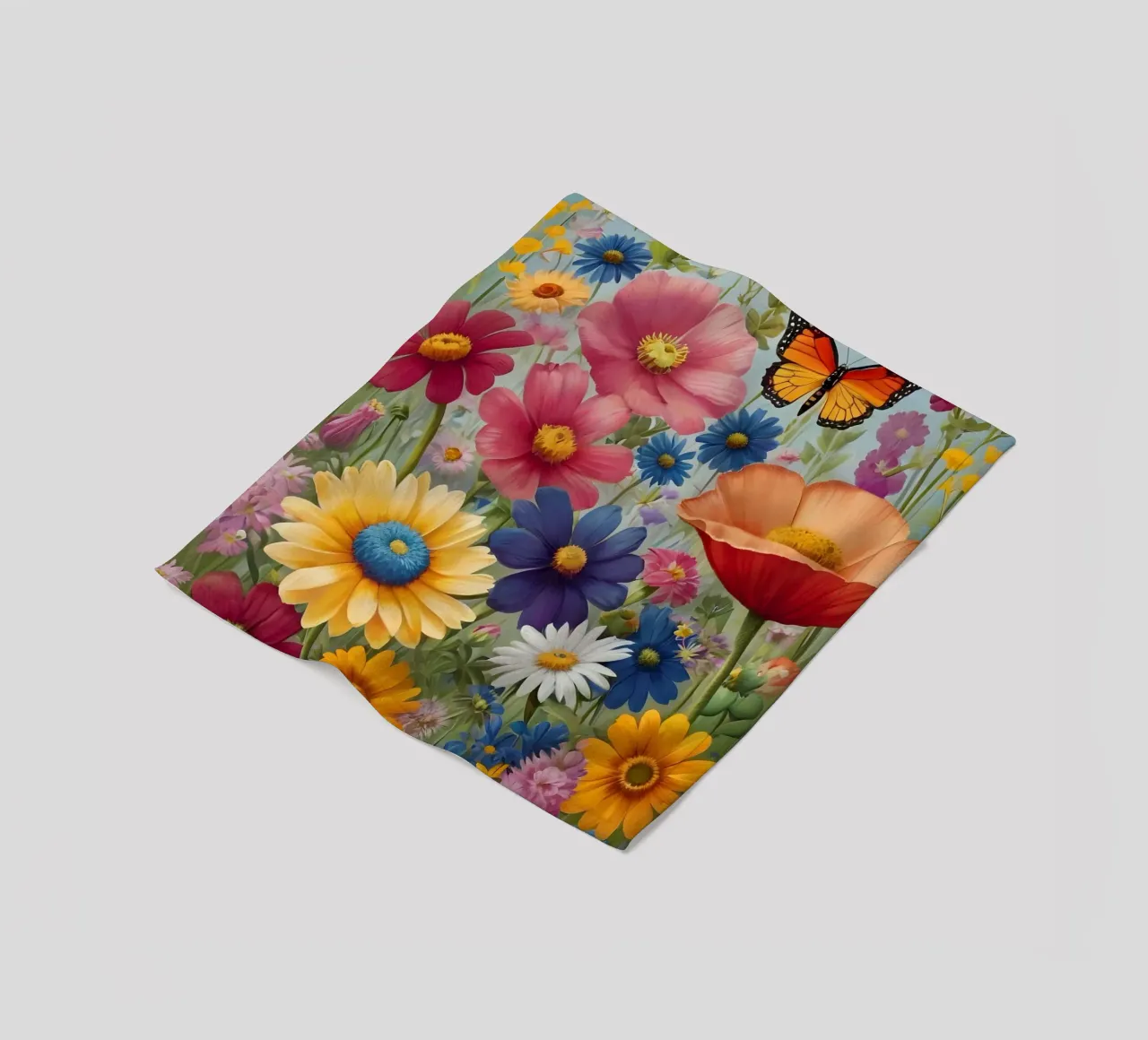 Fiori di campo con farfalle coperta in pile da Charnwood Prints