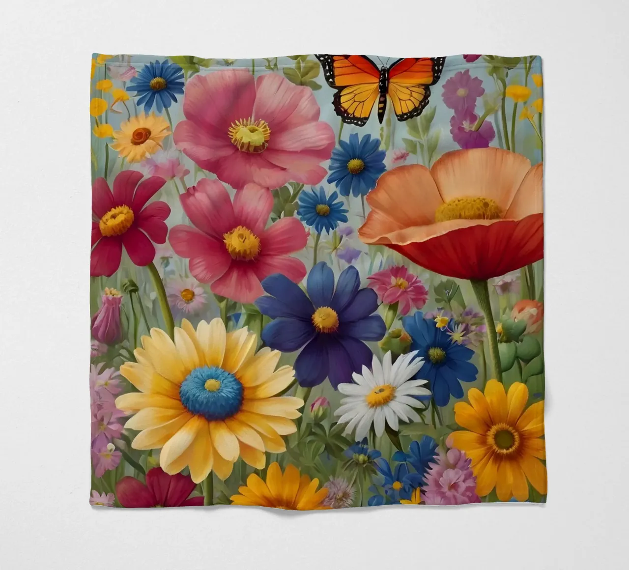 Fiori di campo con farfalle coperta in pile da Charnwood Prints