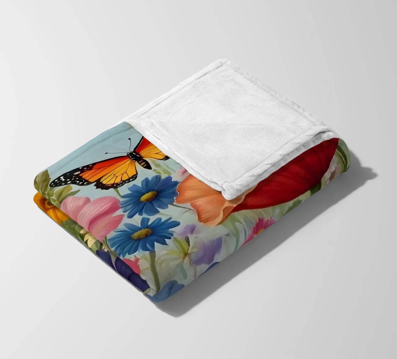 Fiori di campo con farfalle coperta in pile da Charnwood Prints