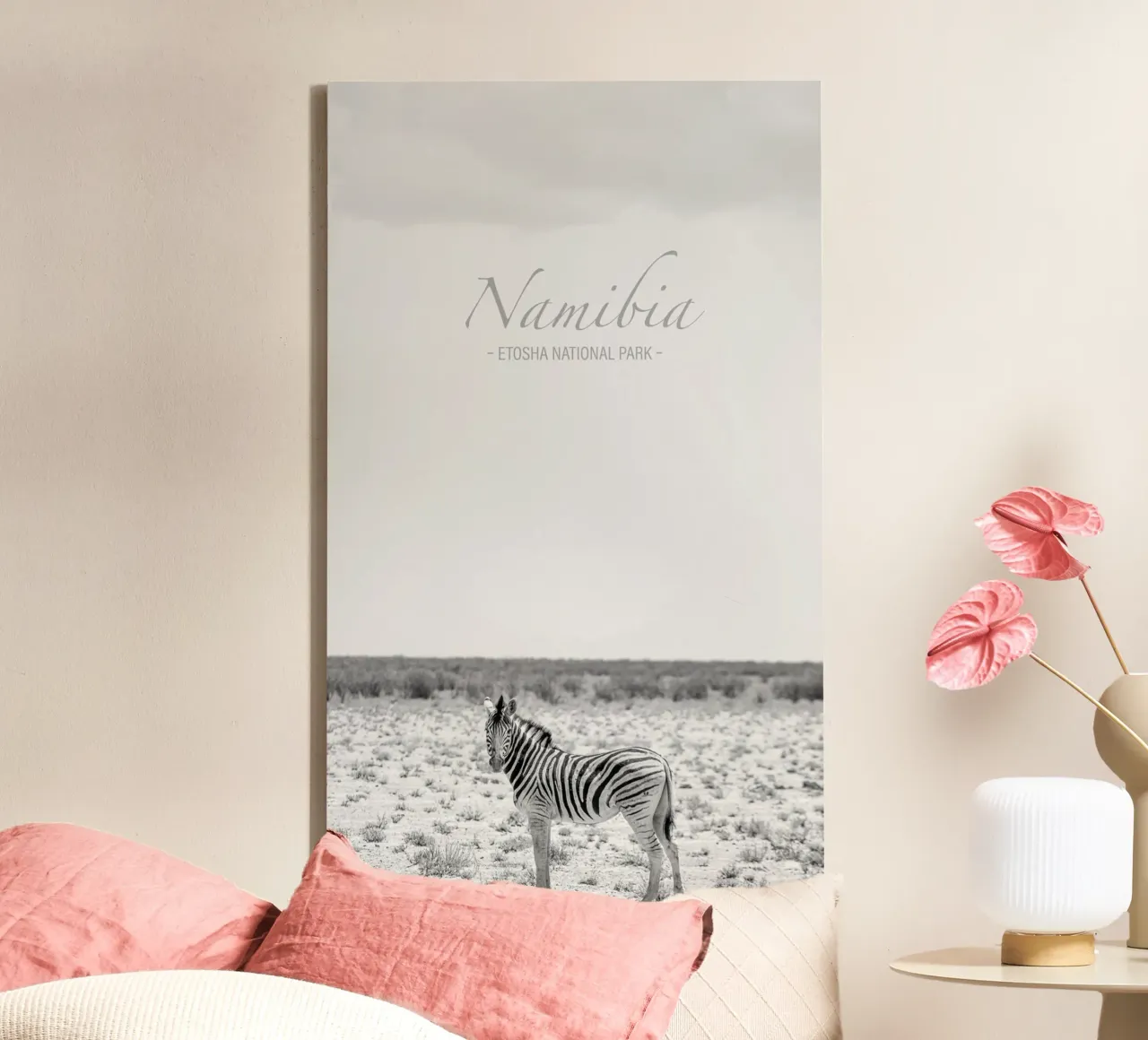 Zebra in der Wüste Namibias tela con Cornice a cassetta da Südwärts