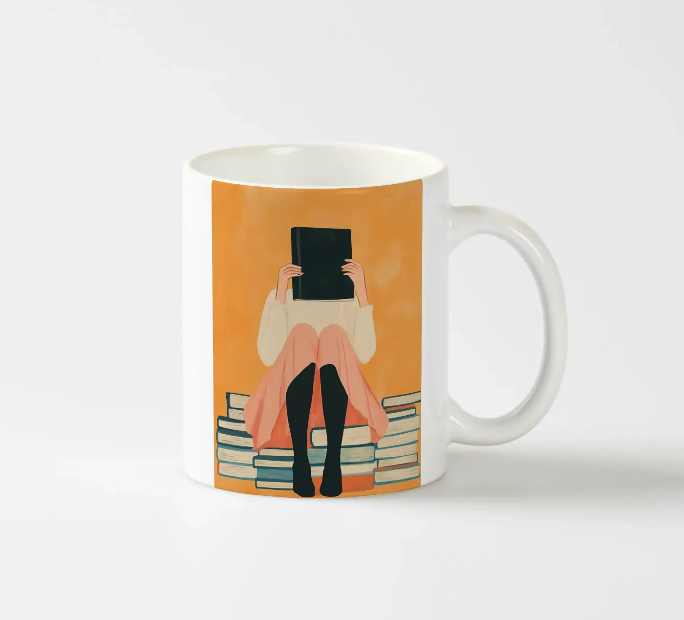 Hidden Book Reader ceramic mug by Freya