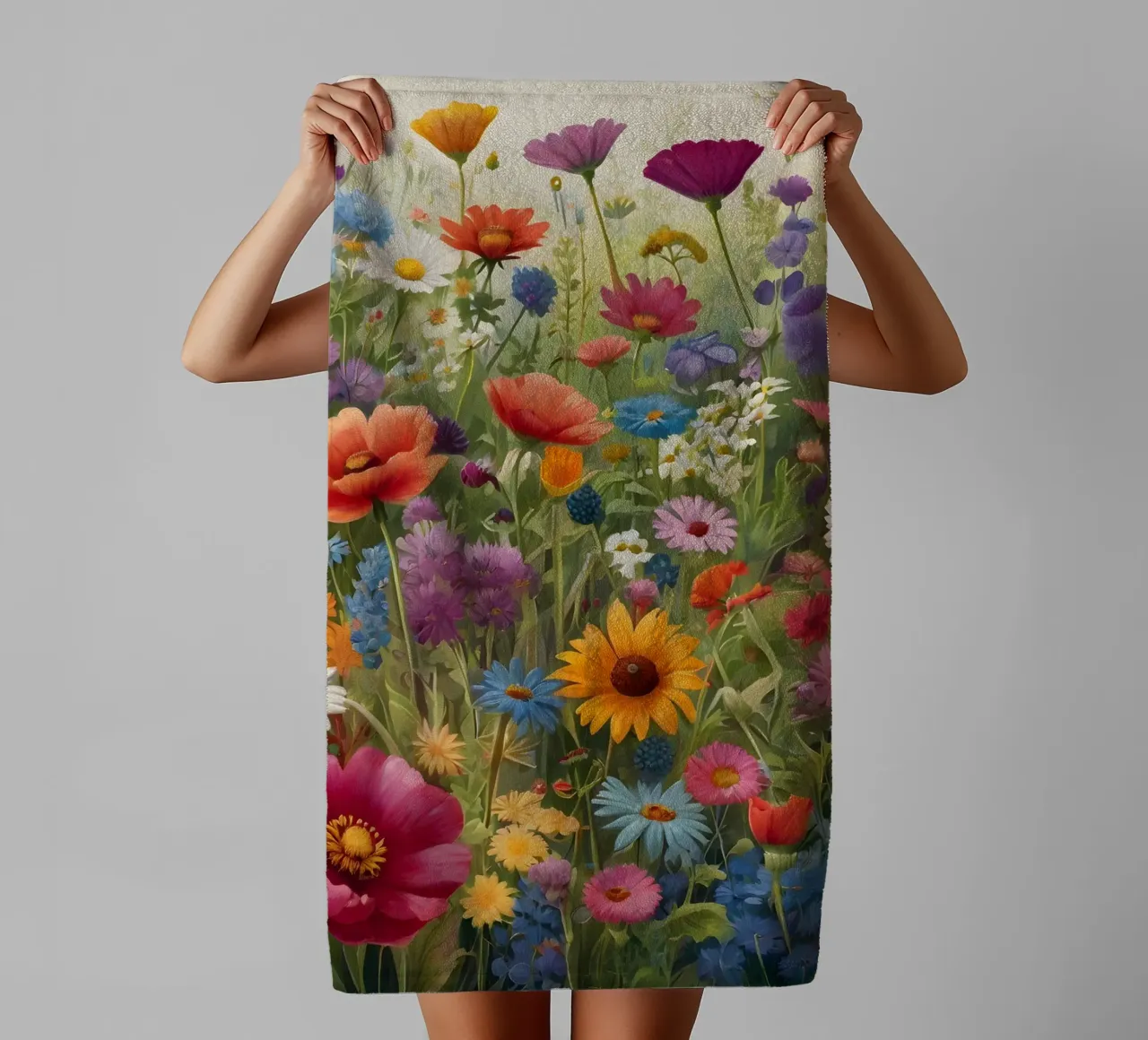 Scena di fiori selvatici asciugamano da bagno da Charnwood Prints