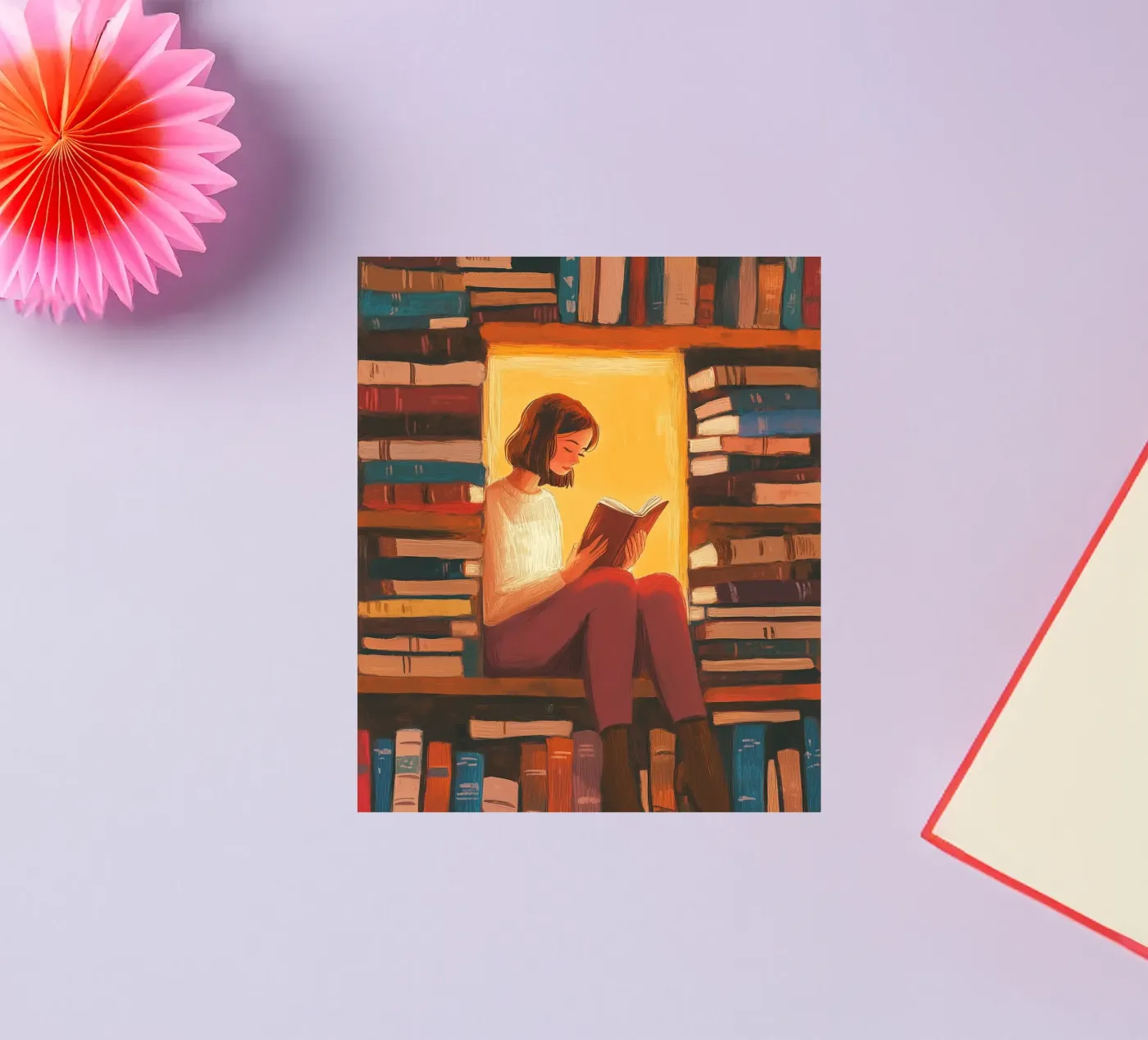 Cozy Library Reader sticker by Freya