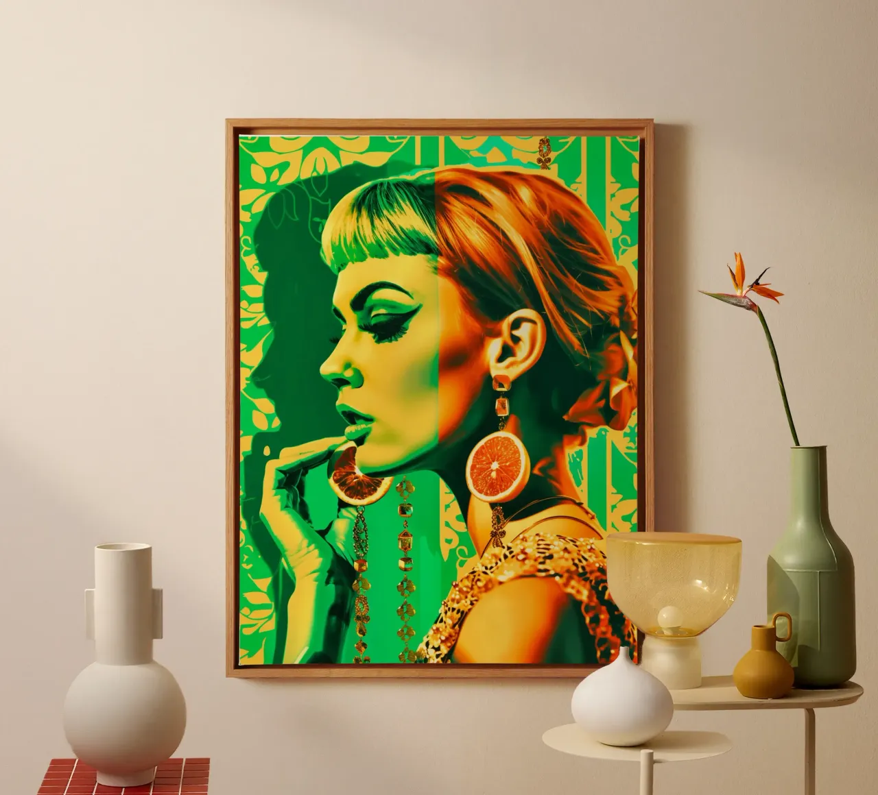 Ritratto di donna pop art d'epoca tela con Cornice a cassetta da Autofocus