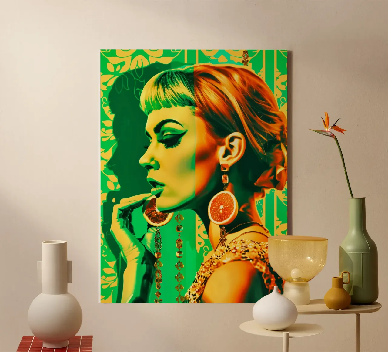 Ritratto di donna pop art d'epoca tela con Cornice a cassetta da Autofocus