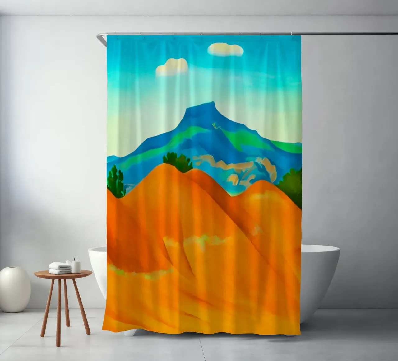 Georgia O'Keeffe - Hollyhock Pink with Pedernal , 1937 shower curtain by Kinsley