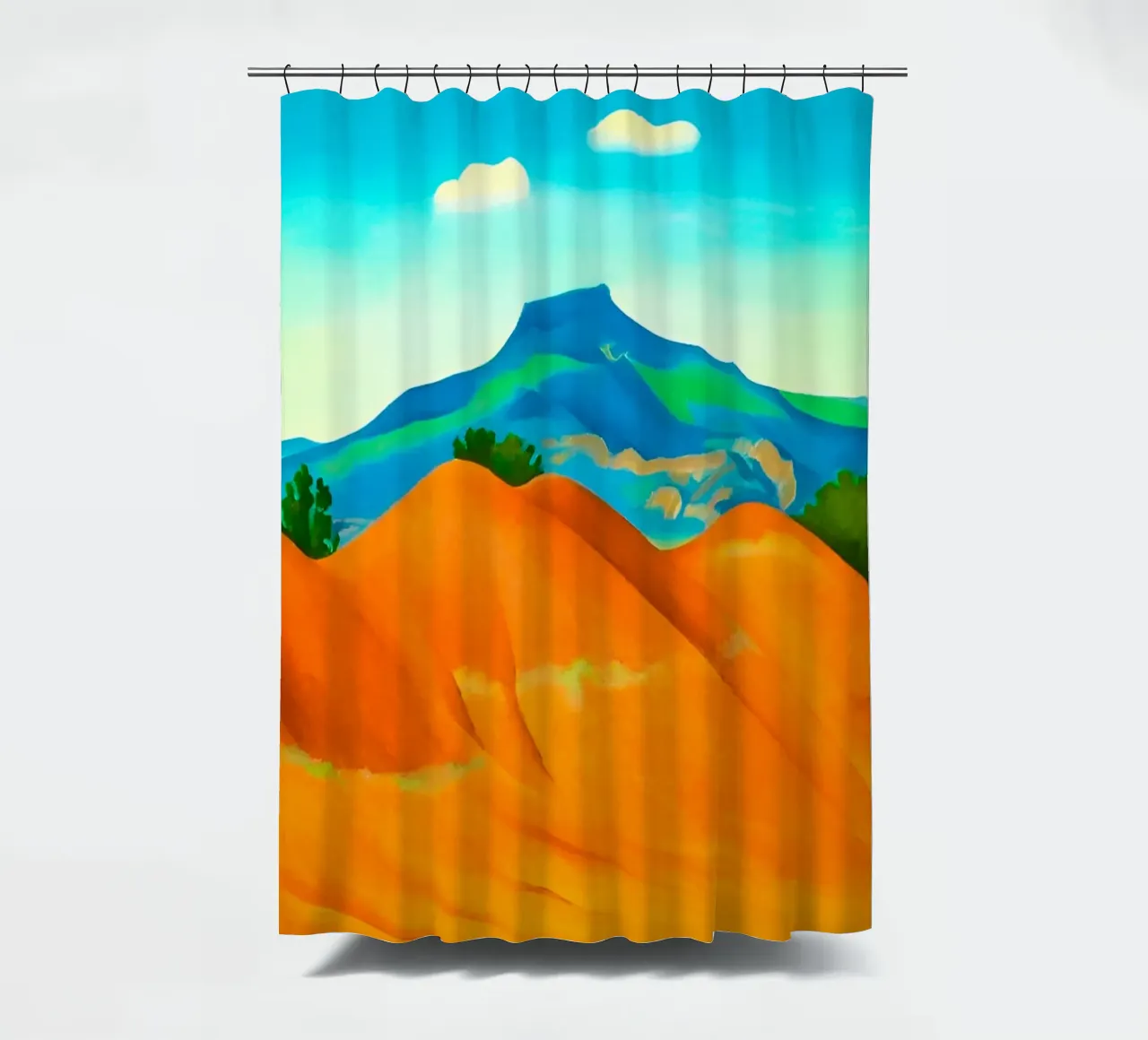 Georgia O'Keeffe - Hollyhock Pink with Pedernal , 1937 shower curtain by Kinsley