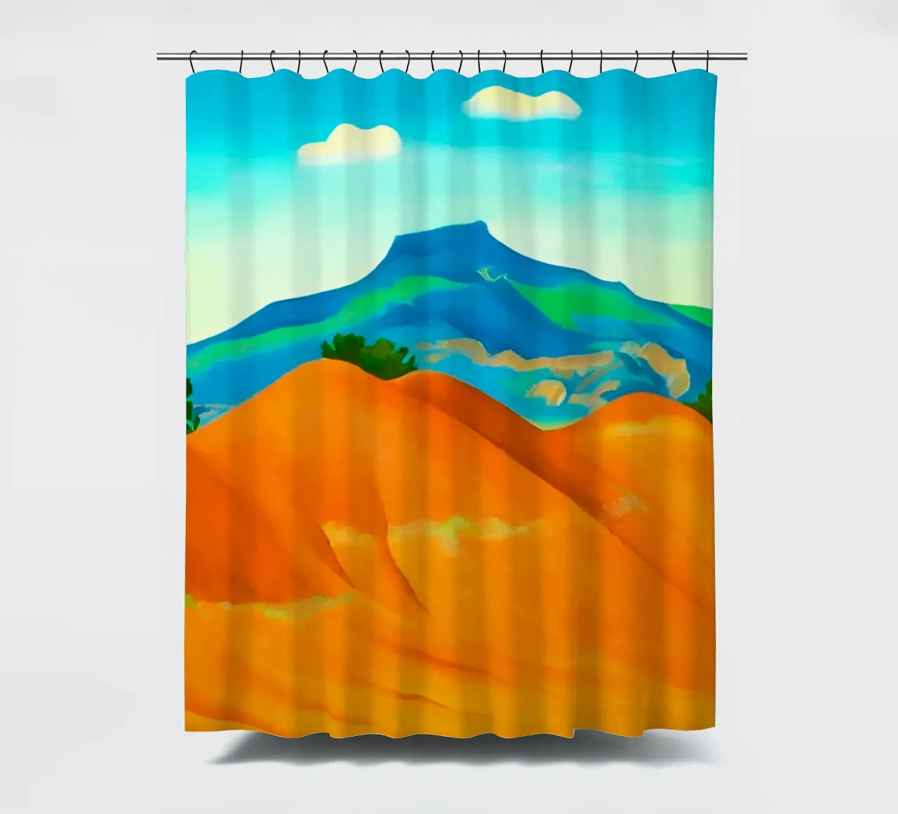 Georgia O'Keeffe - Hollyhock Pink with Pedernal , 1937 shower curtain by Kinsley