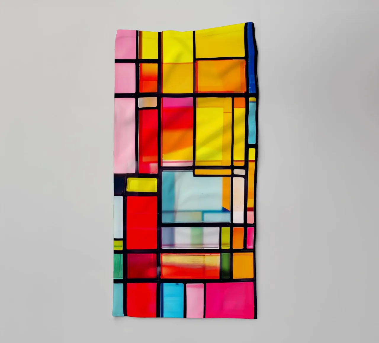 Vetrate ispirate a Mondrian asciugamano da bagno da Autofocus