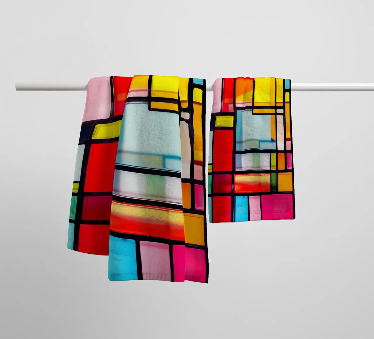Vetrate ispirate a Mondrian asciugamano da bagno da Autofocus
