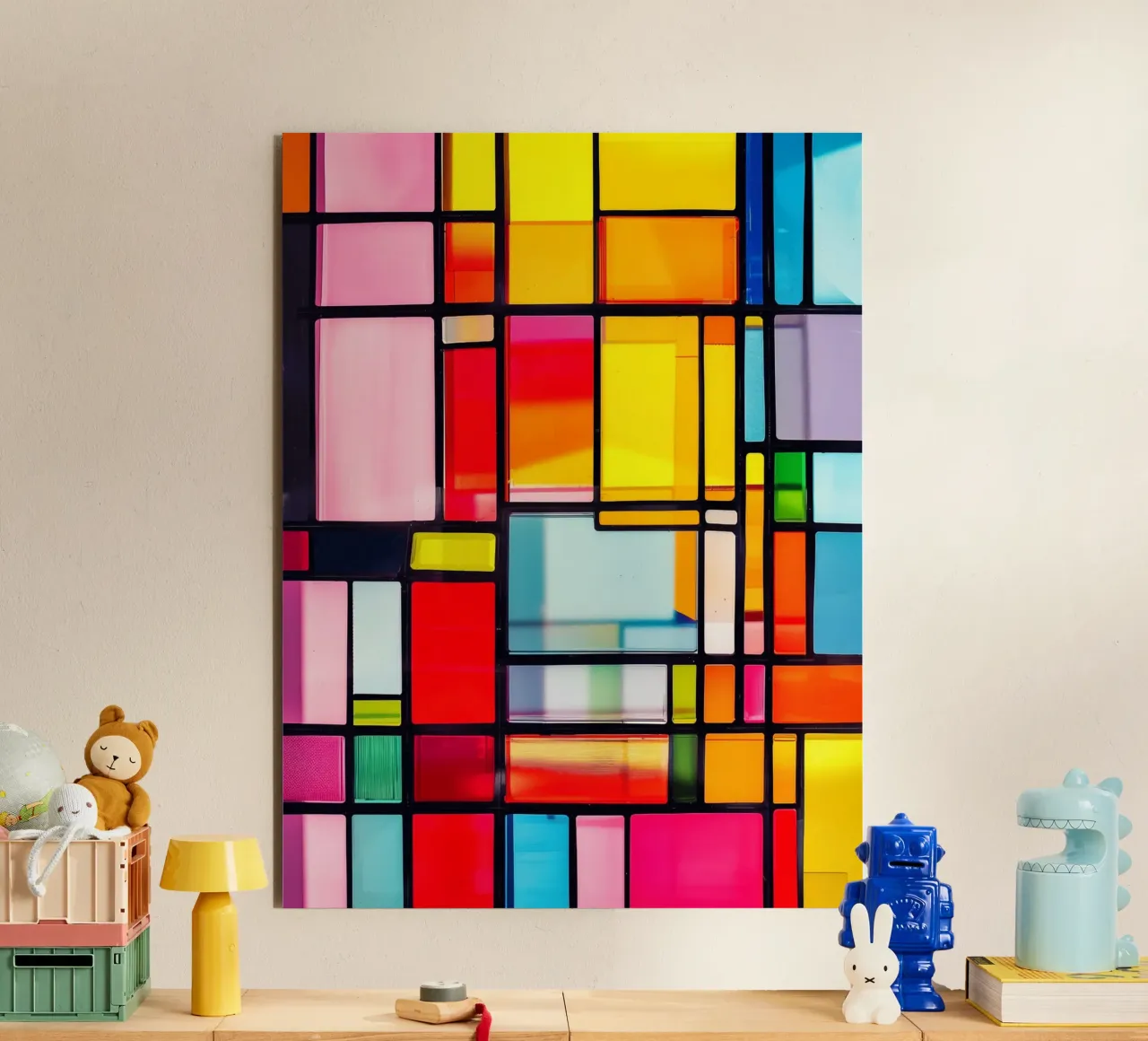 Vetrate ispirate a Mondrian alluminio dibond da Autofocus