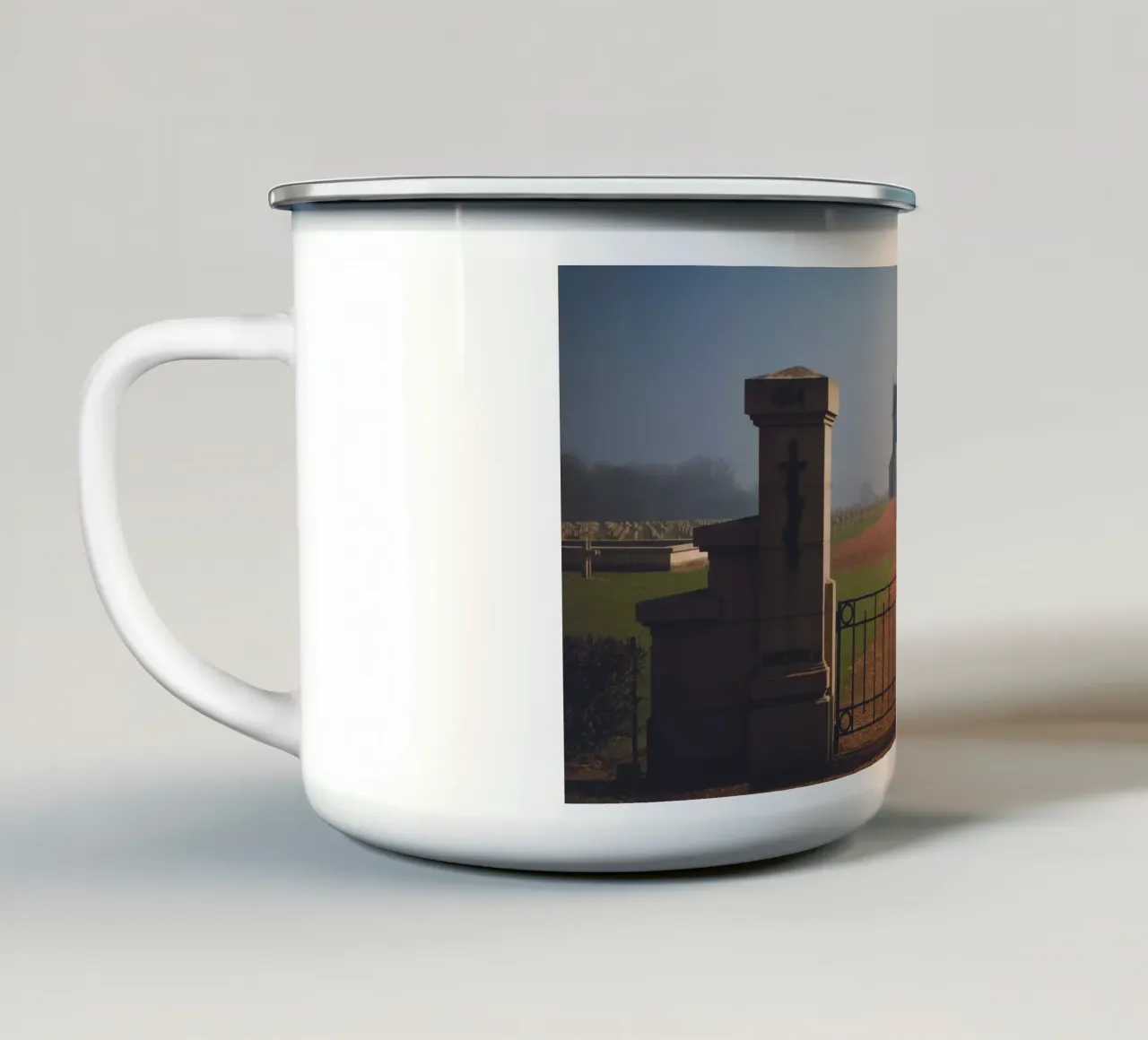 Notre Dame de Lorette in the mist tazza in smalto da Dave Hare Photography