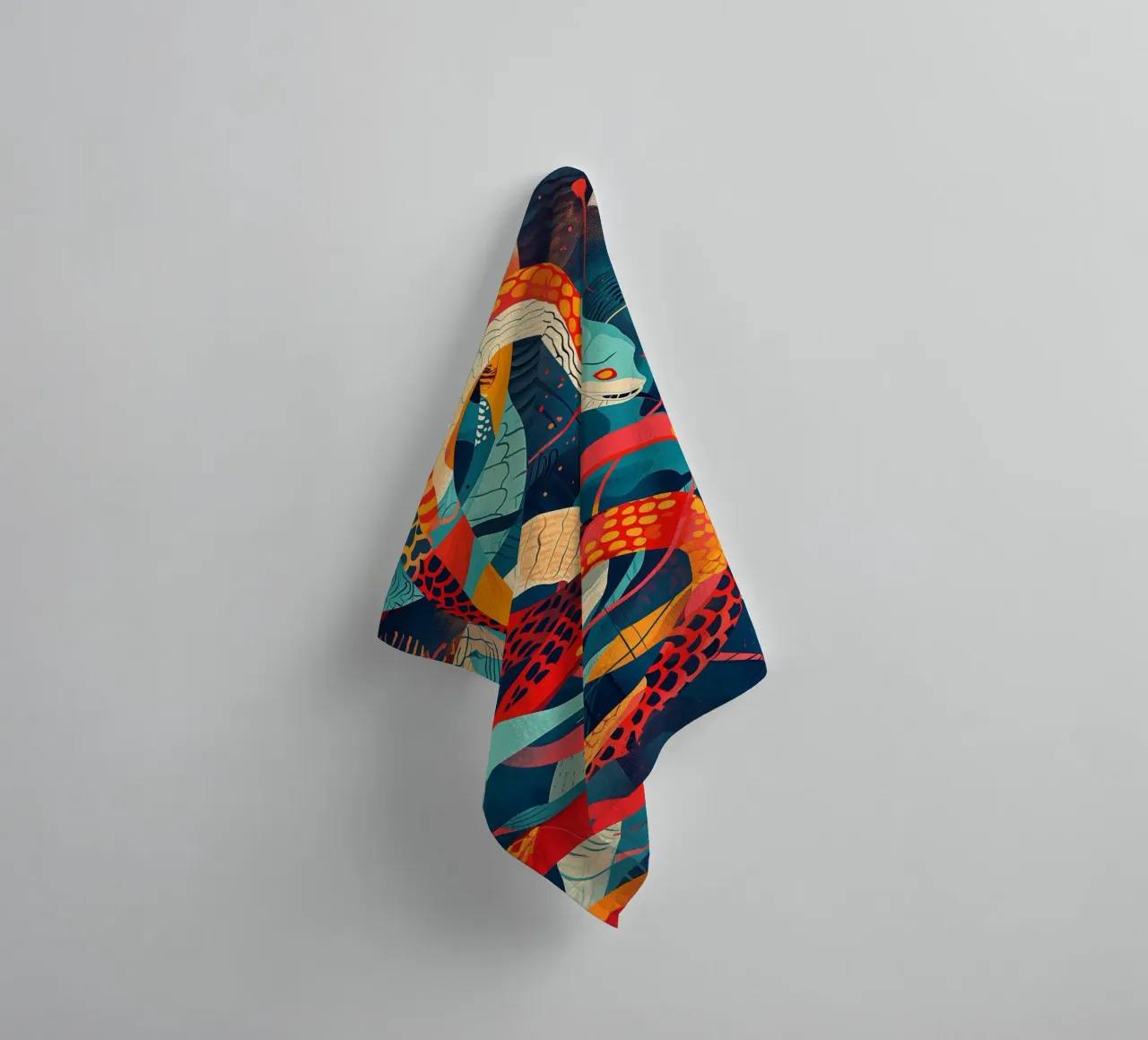 Abstract water snakes | Between street art and ukiyo-e towel by Autofocus