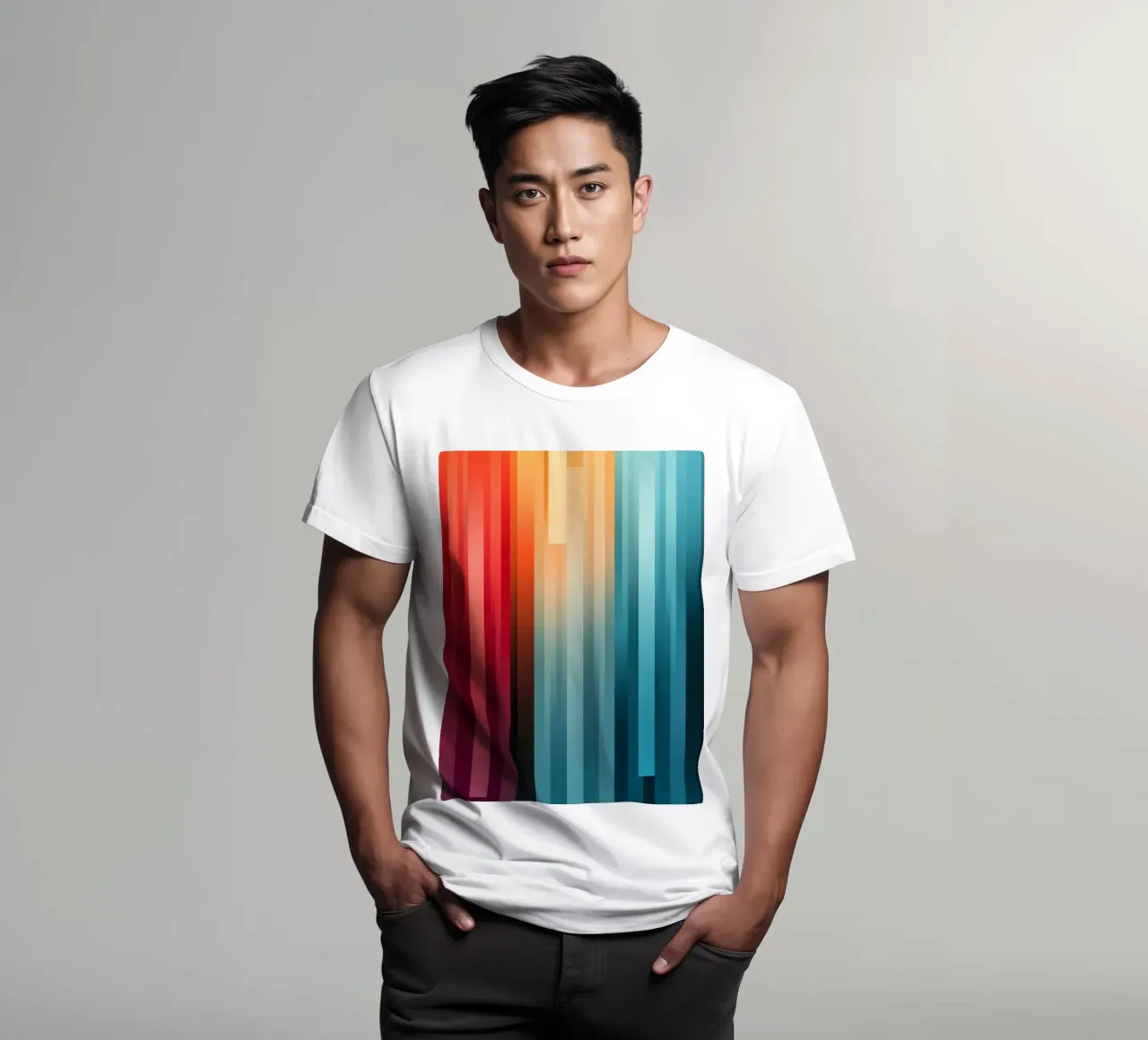 Design decorativo a righe in colori vivaci t-shirt da Autofocus