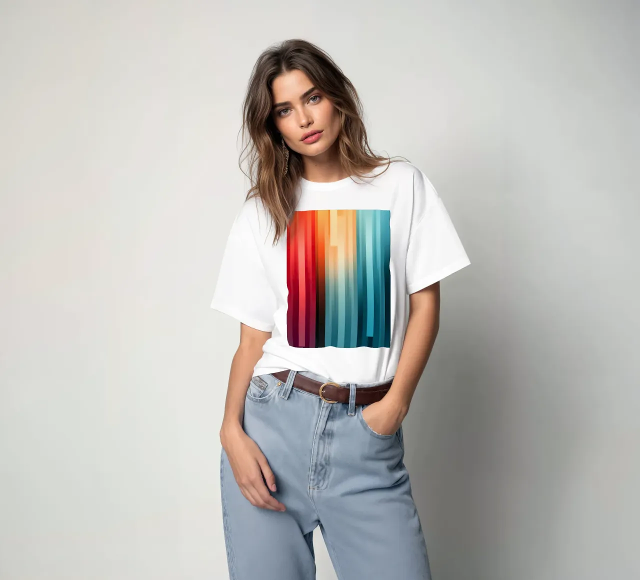 Design decorativo a righe in colori vivaci t-shirt da Autofocus