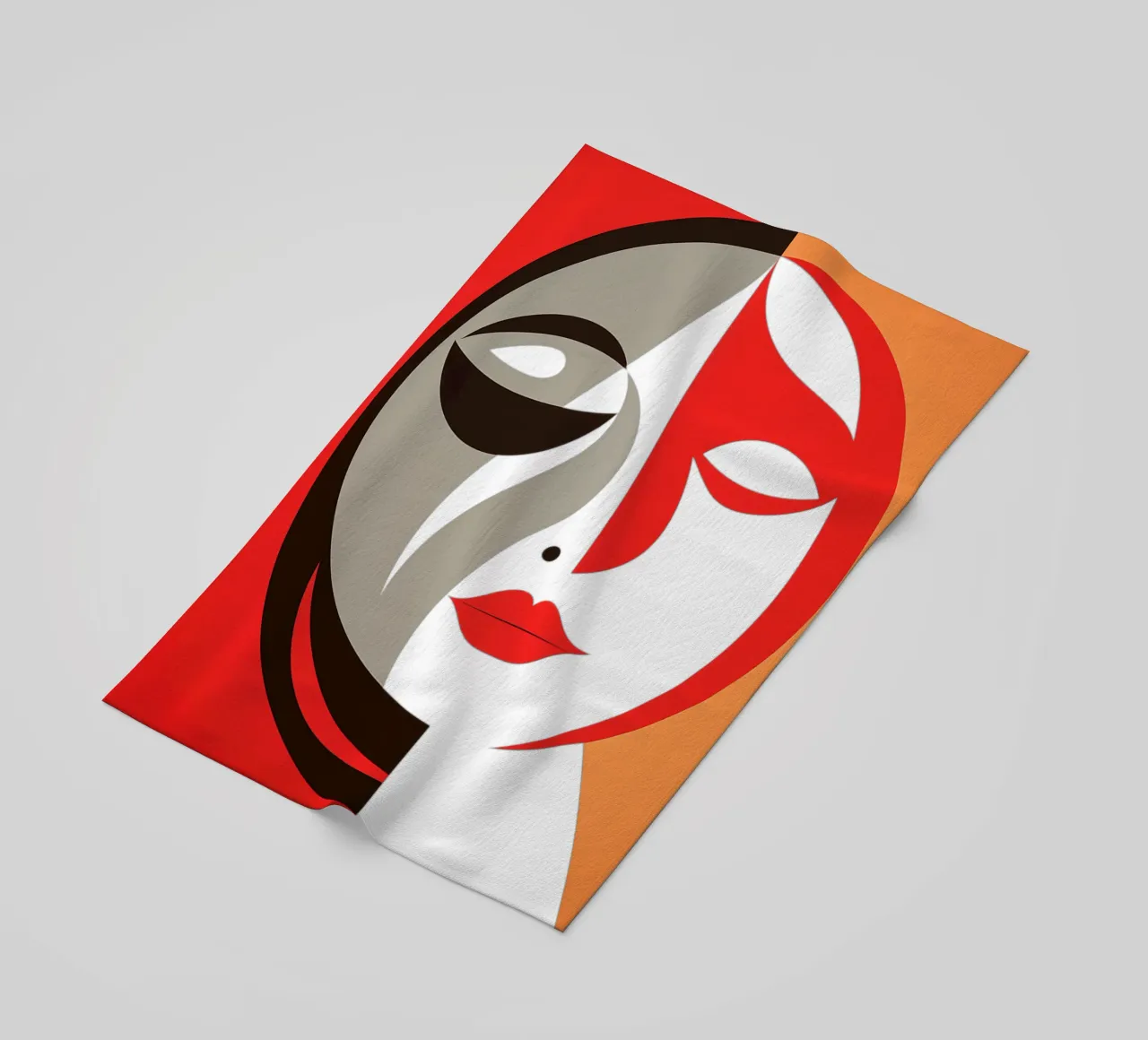 Abstract Moon Woman | Between Cubism and Art Deco beach towel by Autofocus