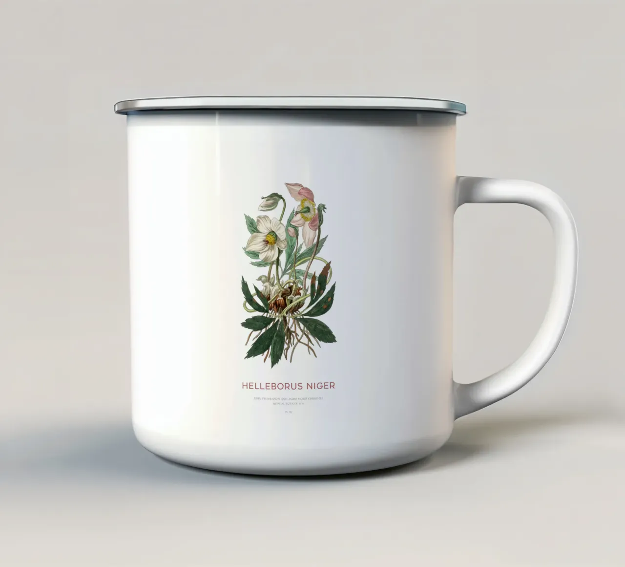 Rosa di Natale o Elleboro nero tazza in smalto da Vintagrafica