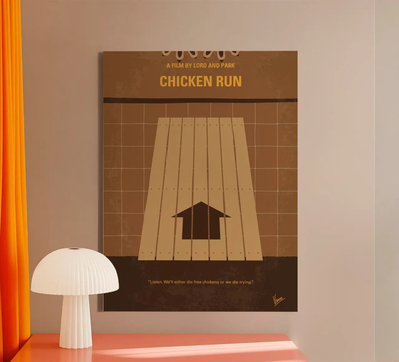 No789 My Chicken Run minimal movie poster tela con Cornice a cassetta da Chungkong