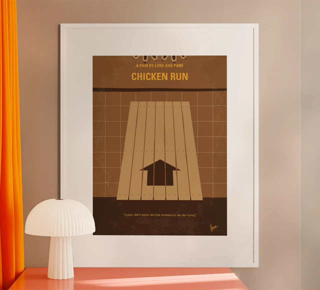 No789 My Chicken Run minimal movie poster poster con telaio in legno da Chungkong