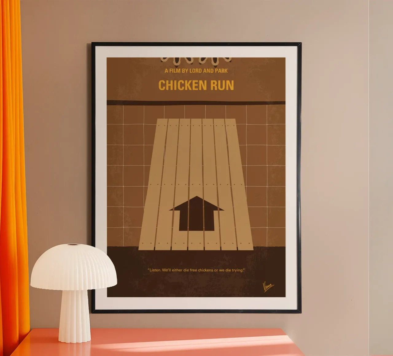 No789 My Chicken Run minimal movie poster poster con telaio in legno da Chungkong