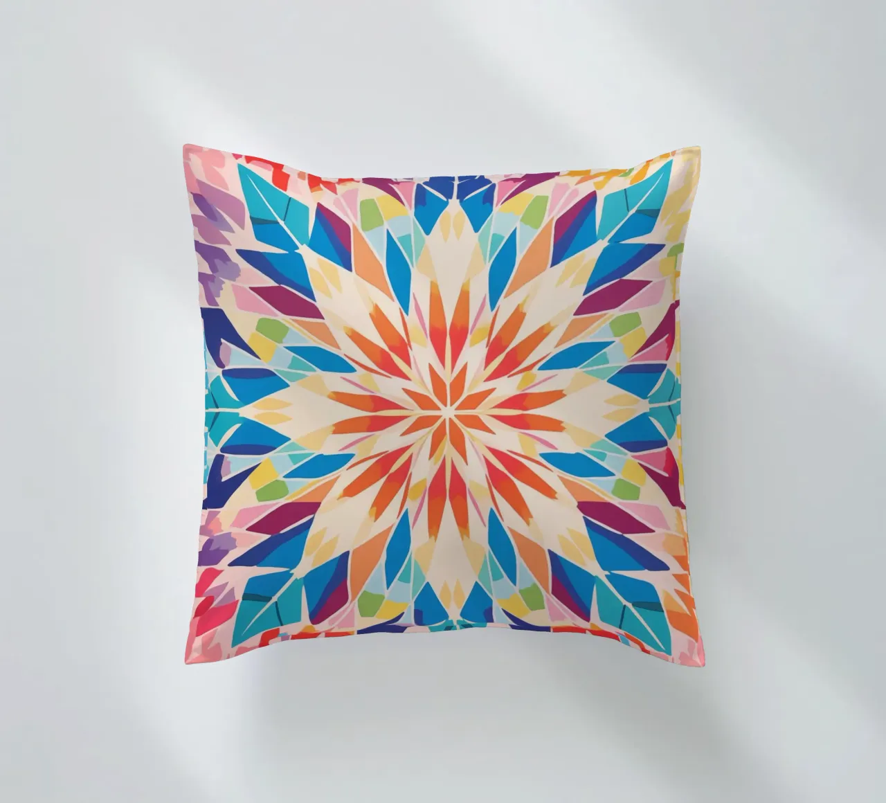 Retro kaleidoscope pattern decorative cushion by Autofocus