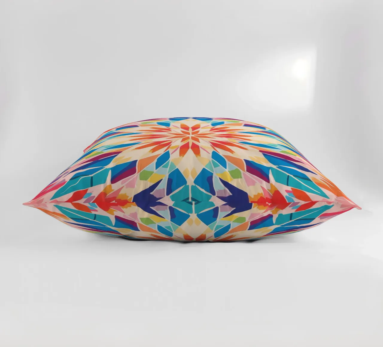 Retro kaleidoscope pattern decorative cushion by Autofocus